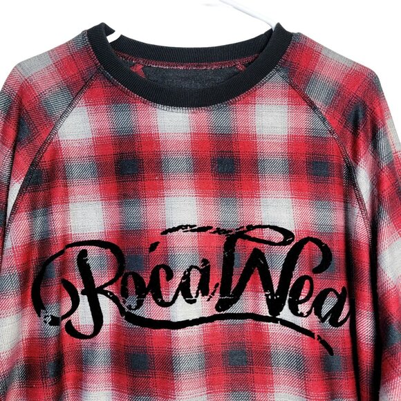RocaWear Plaid Heavy Sweatshirt Men 2XL Shirt Sweater Top Winter Red Black XXL - Picture 1 of 16
